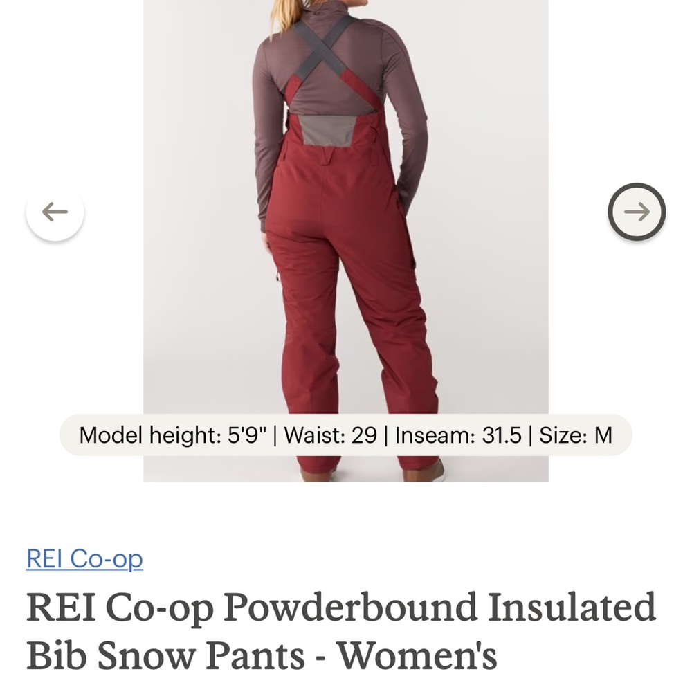 Women’s rei insulated bib snow pant